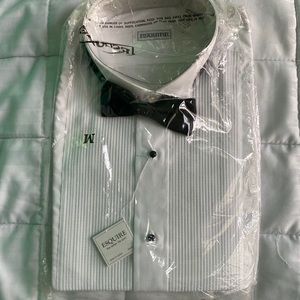 Esquire White Tuxedo Dress Shirt Size M 15 - 15.5